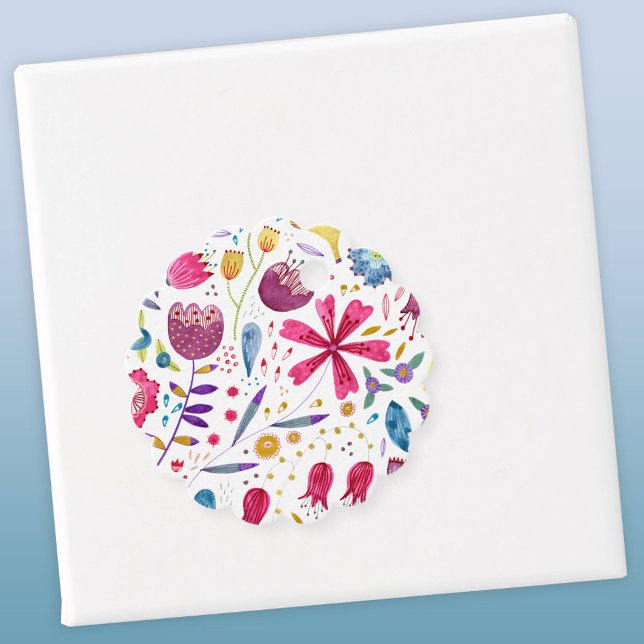 Moderne Blumenfarben-Liebesmarken Geschenkanhänger (Watercolor floral modern favor tag)