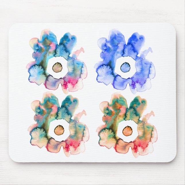 Moderne, blumenfarbene Wasserfarben, handgezeichne Mousepad (Vorne)