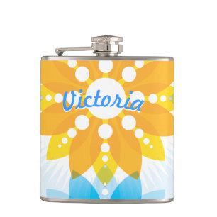 Moderne Blumenflasche Vintage Retro-Typografie-Zit Flachmann