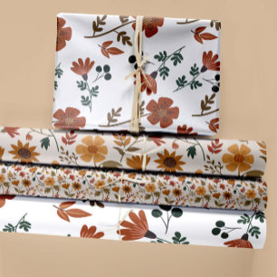Moderne Blumengärten Girly Gold Rust Geschenkpapier Set