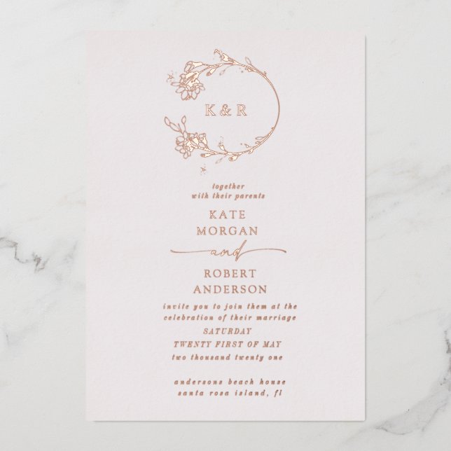 Moderne blumengeschmückte Einladung (Vorderseite)