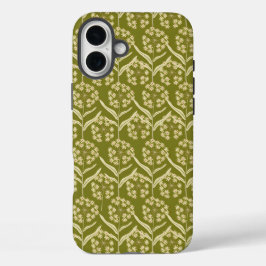 Moderne Blumengestaltung: Weiße Doldenblüten iPhone 16 Plus Hülle