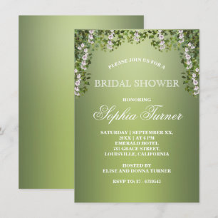 Moderne Blumengrün Bridal Dusche Einladung