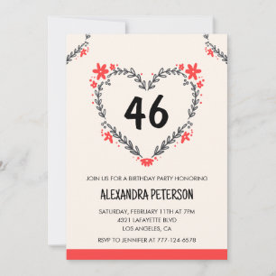 Moderne Blumenherzen für jeden Anlass zum 46. Gebu Einladung