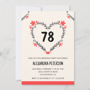 Moderne Blumenherzen für jeden Anlass zum 78. Gebu Einladung