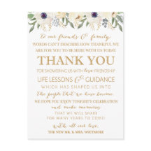 Moderne Blumenhochzeit Danke Platzkarte