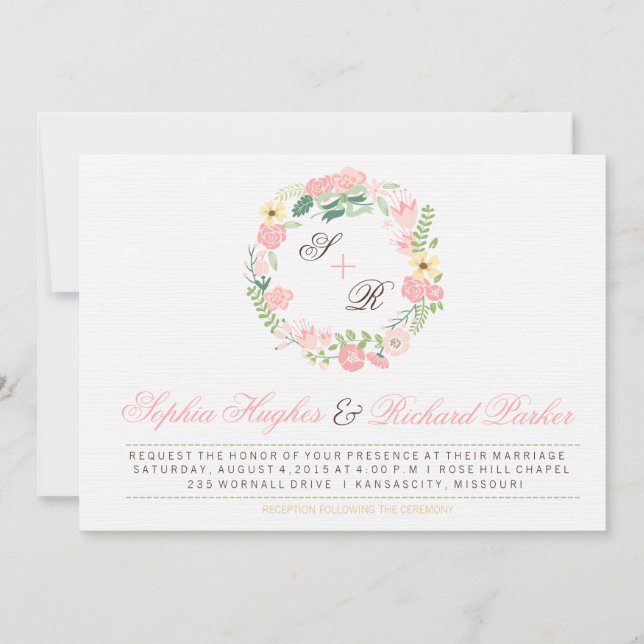 Moderne Blumenhochzeit Einladung (Vorderseite)