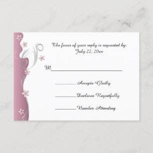 Moderne Blumenhochzeit Pink Tourmaline & Silber RSVP Karte
