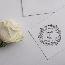 Moderne Blumenhochzeit Save the Date Gummistempel