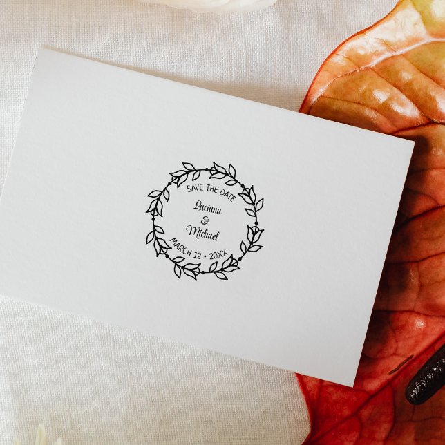 Moderne Blumenhochzeit Save the Date Gummistempel (Von Creator hochgeladen)