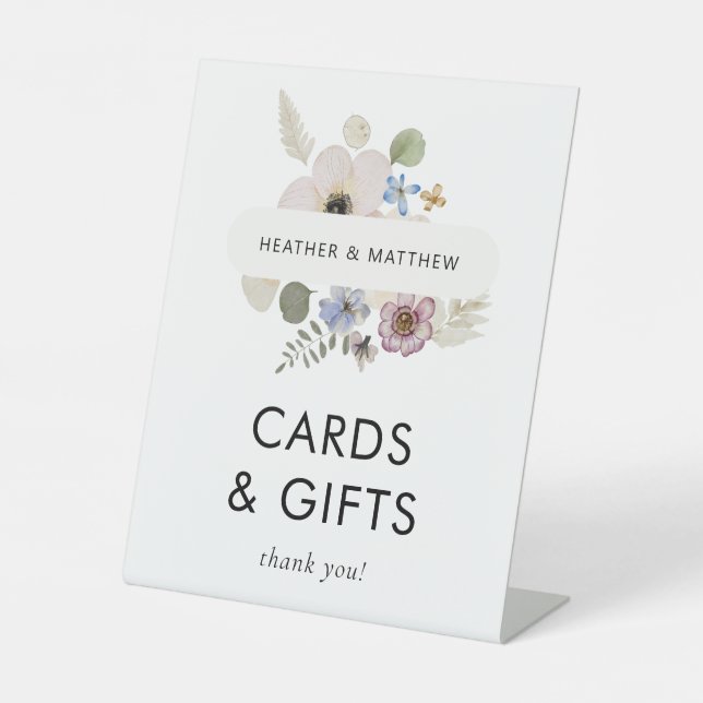 Moderne Blumenhochzeit Sockelschild (Vorderseite)