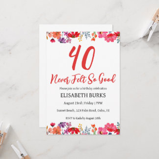 moderne Blumenladen zum 40. Geburtstag Einladung