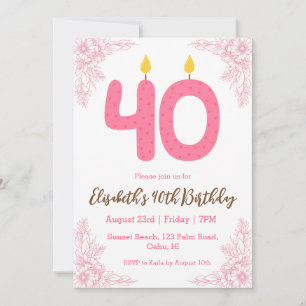 moderne Blumenladen zum 40. Geburtstag Einladung