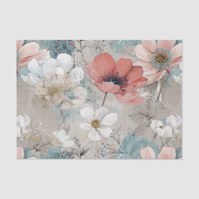 Moderne Blumenmischtechnik Seidenpapier (Vorderseite)