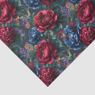 Moderne Blumenmuster in Edelsteinfarben Seidenpapier