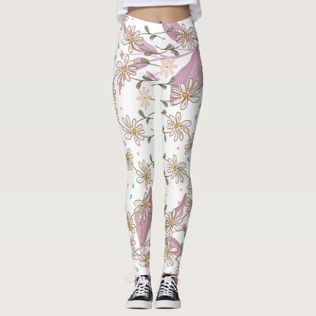 Moderne Blumenmuster Leggings (Vorderseite)