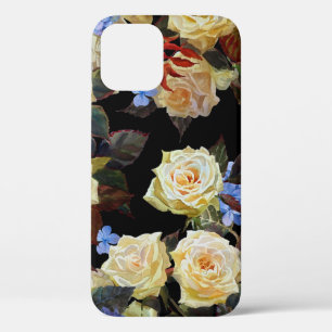 Moderne Blumenmuster, weiße Rosen, blaue Hortensie Case-Mate iPhone Hülle