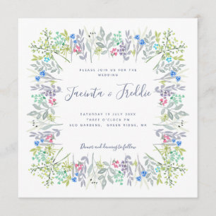 Moderne blumenreiche Hochzeit mit bohobolder Wasse Einladung