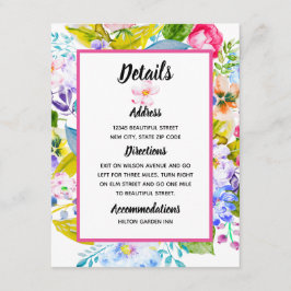 Moderne Blumenrosa Hochzeitsdetails Begleitkarte