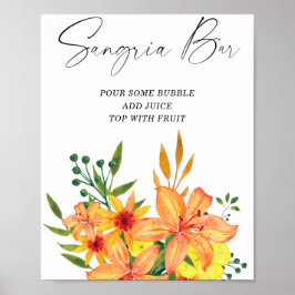 Moderne Blumensangria Bar Poster