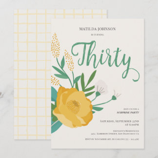 Moderne Blumenüberraschung 30. Geburtstag Party Einladung