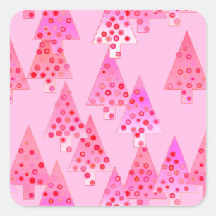 Moderne Blumenweihnachtsbäume - pastellrosa Quadratischer Aufkleber