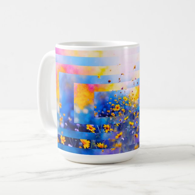 Moderne Blumenwiese Kaffeetasse (Vorderseite Links)