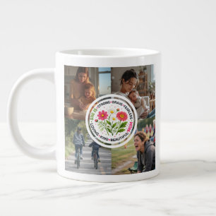 Moderne Blumige Mehrfach-Foto-Personalisierte Mutt Jumbo-Tasse