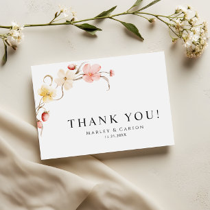 Moderne Blumige Minimalistische Gartenhochzeit Dankeskarte