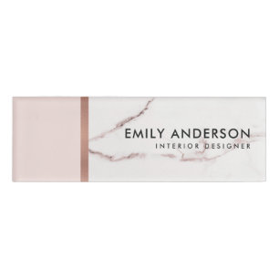 MODERNE, BLUSFRISCHE ROSE GOLD-MÄRBTEXTURE NAMENSCHILD