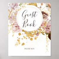 Moderne Blush Bloral | Gast Book Sign