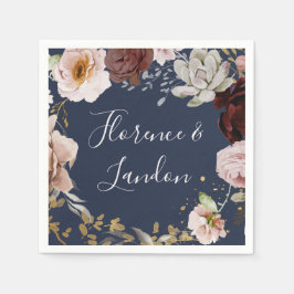 Moderne Blush Bloral | Hochzeit der Marine Napkins Serviette