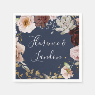 Moderne Blush Bloral   Hochzeit der Marine Napkins Serviette