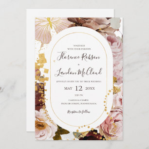 Moderne Blush Bloral Lässige RahmenWedding Einladung