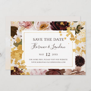 Moderne Blush Bloral Wasserfarbe Horizontal Gere Save The Date