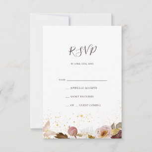 Moderne Blush Bloral   Watercolor RSVP Card Karte