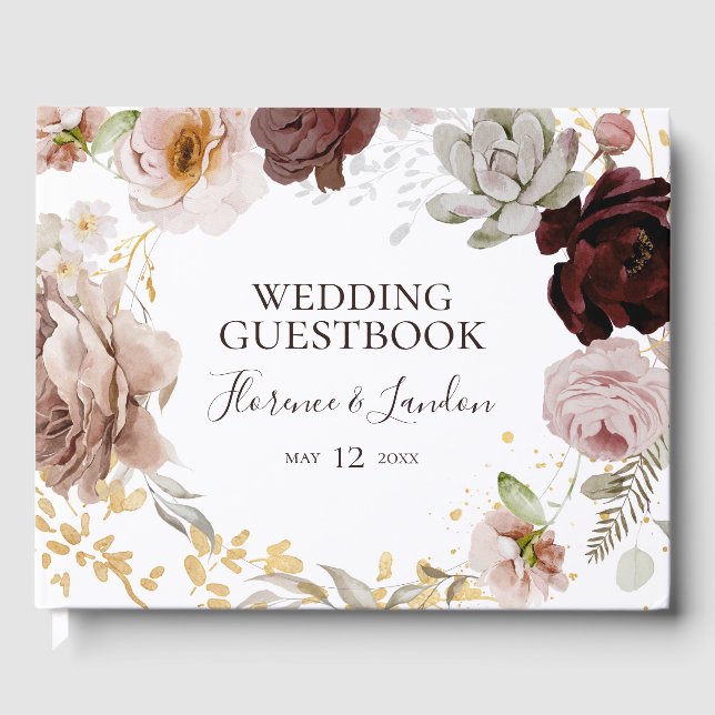 Moderne Blush Bloral | Wedding Guest Book Gästebuch (Vorderseite)