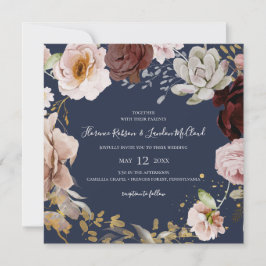 Moderne Blush Bloral | Wraath Wedding Square Einladung