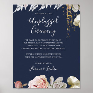 Moderne Blush Bloral   Zeremonie der Marine ohne S Poster
