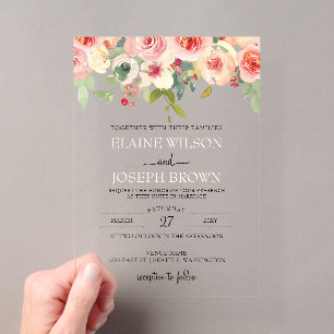 Moderne Blush-Blues-Hochzeit Acryleinladungen