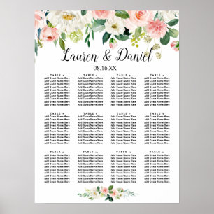 Moderne Blush-Blume Hochzeitstabelle Poster