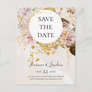 Moderne Blush-Blumenmarmor-Hochzeitseinladung zur  Einladungspostkarte