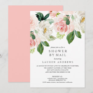 Moderne Blush Bouquet storniert Dusche Pink Hochze Einladung