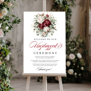 Moderne Blush-Burgund-Unplugged-Zeremonie-Schild Poster