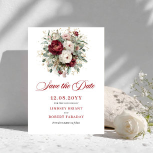 Moderne Blush-Burgunder-Gold-Save-the-Date-Karte Save The Date