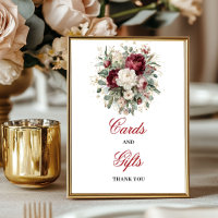 Moderne Blush-Burgunder-Karten-und-Geschenke-Tisch