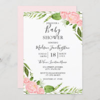 Moderne Blush Floral Watercolor Babydusche