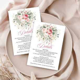 Moderne Blush Florale Goldene Hochzeits-Details Ka Begleitkarte