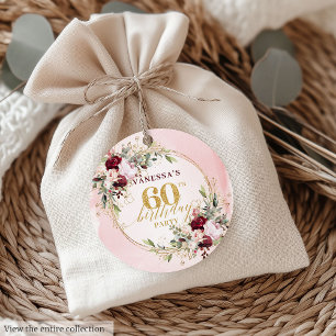 Moderne Blush-Gold-Blumen 60 Geburtstagsgeschenk-E Geschenkanhänger