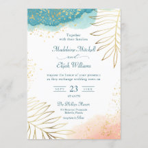 Moderne Blush Gold Floral Watercolor Hochzeit
